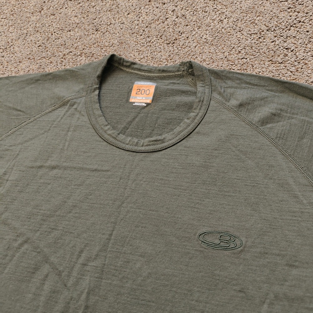 Icebreaker Bodyfit 200 Mens XL Merino Wool Long Sleeve Base Layer Olive Green - Picture 4 of 13